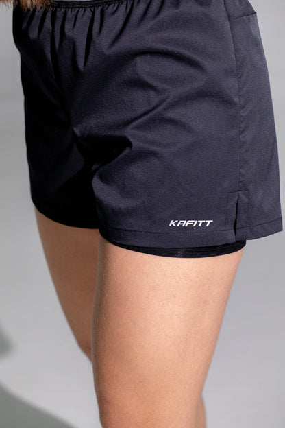 PANTALONETA DE RUNNING CON LICRA NEGRA MUJER