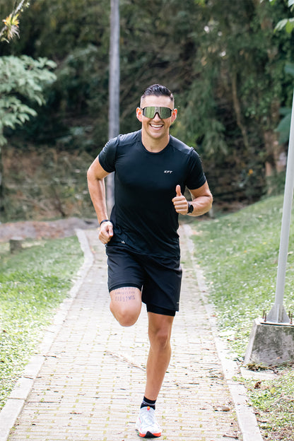 CAMISETA RUNNING  MC TELA FRIA NEGRA