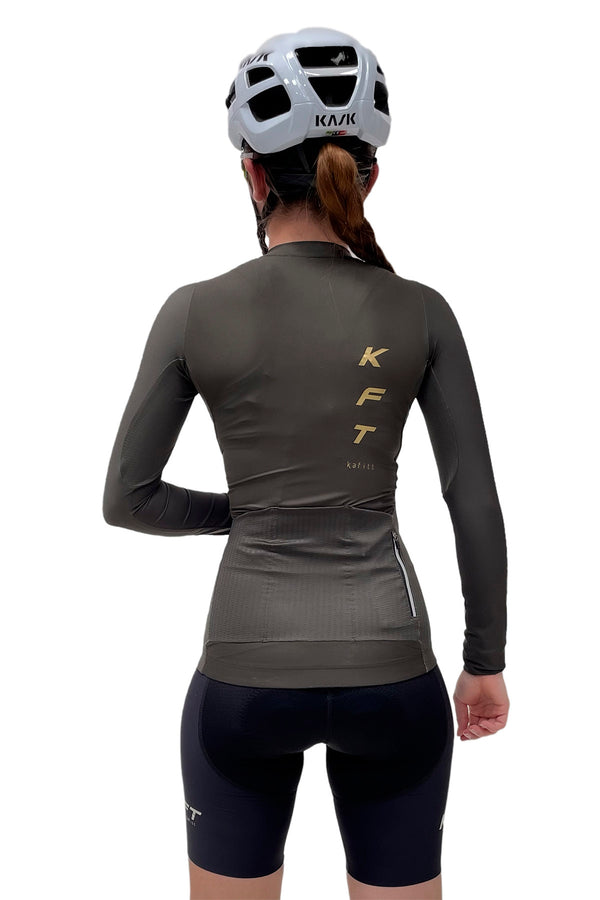 JERSEY DE CICLISMO FASTER ML VERDE MILITAR MUJER